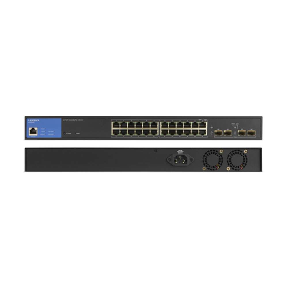 Linksys LGS328PC 24-Port Managed Gigabit PoE+ Switch with 4 1G SFP Uplinks 250W TAA Compliant
